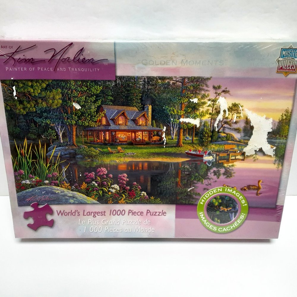 Master Pieces Jigsaw Puzzle Golden Moments 1000 Pieces Cabin Lake Hidden Images